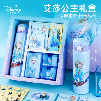 迪士尼（Disney）文具套装礼盒小学生学习用品 儿童保温杯便签贴纸水杯学习工具女孩生日礼物 艾莎DM28826F1