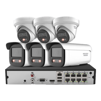 HIKVISION海康威视监控器摄像头6路套装400万2K高清星光夜视室外录音网线供电手机远程4T硬盘3T46解决方案
