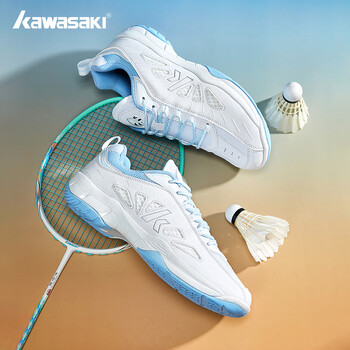 kawasaki川崎羽毛球鞋男女款减震耐磨运动鞋熊猫B3327  冰蓝色 35
