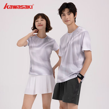 川崎（KAWASAKI）断码清仓羽毛球服男款短袖圆领T恤速干透气B1966 幻影灰 3XL