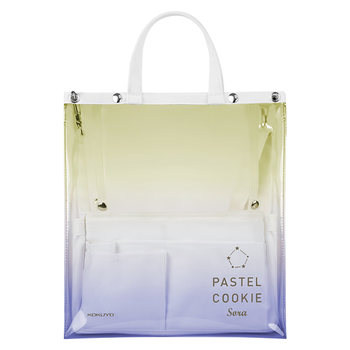 国誉(KOKUYO)透明手提包PVC托特包大容量防泼水书包轻便透明果冻背包 初晴黄紫 WSG-KBV12YV