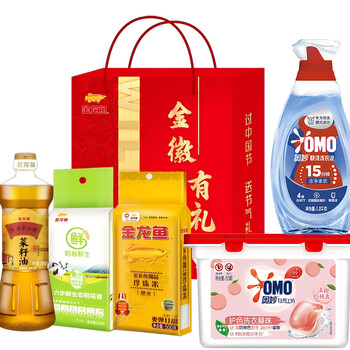 奥妙(OMO)白桃洗衣凝珠+洗衣液+金龙鱼金徽有礼-伴手礼-40型