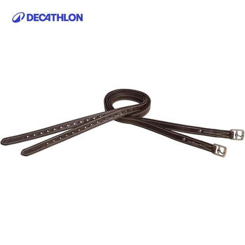 迪卡侬马术马镫带牛皮马匹装备马术用品FOU棕色125cm-1246144