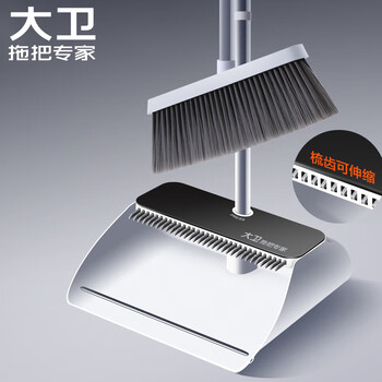大卫  伸缩梳齿套扫把簸箕套装加大扫笤大梳齿软毛 F10伸缩齿扫把