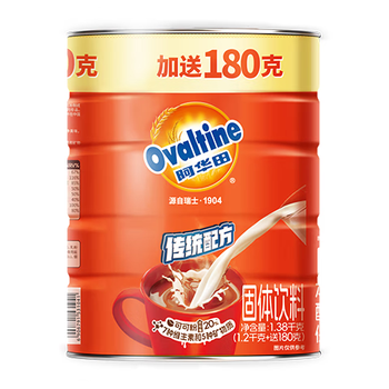 阿华田（Ovaltine）可可粉罐装1.38kg 营养早餐代餐牛奶冲饮即食蛋白型固体饮料1380