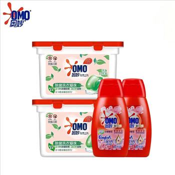 奥妙（OMO）白茶洗衣凝珠100颗去顽渍柔顺留香+奥妙三合一金纺洗衣液100克*2