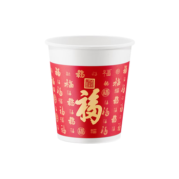 炊大皇百福纸杯春节红色婚庆喜事一次性杯子100只加厚大容量福气杯子