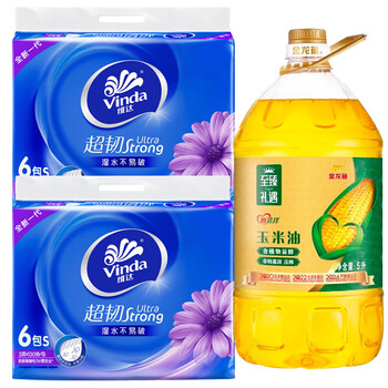 维达（Vinda）【食用油+抽纸】至臻礼遇玉米油5L+V2239抽纸130抽6包*2提