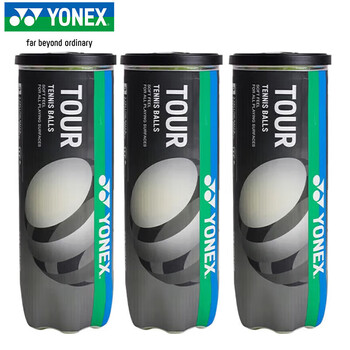 YONEX尤尼克斯网球比赛训练高弹力大赛专用有压球TBTR3黄色3筒9颗装