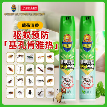 超威杀虫剂喷雾基孔肯雅热跳蚤苍蝇臭虫飞虫蟑螂药蚂蚁药薄荷500ml*2