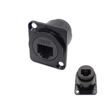 正鑫远 D型电话插座免打模块接线 电话延长线保护转接头黑色对接6P4C