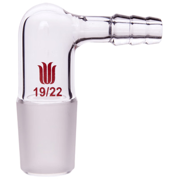 欣维尔 90度玻璃弯型抽气接头标磨口具四氟/小咀接口真空转换克氏蒸馏头 磨口:19/22,φ8小咀接口 A921922