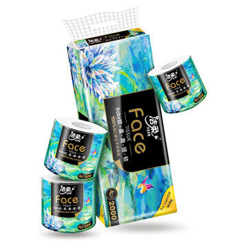 洁柔BJ203-10有芯卷纸 Face油画卫生纸4层卷筒纸巾清洁纸团购10卷/提