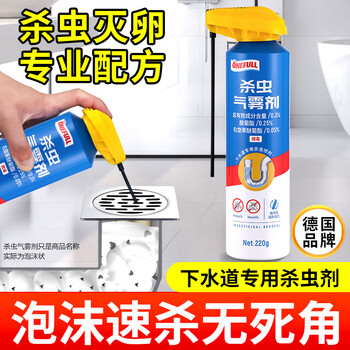 ONEFULL下水道杀虫剂灭杀泡沫管道除虫剂蚊子卫生间厕所浴室220g