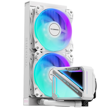 TCOMAS钛钽SJ-A090 240白色 一体式CPU水冷散热器 大冷头加厚冷排风扇ARGB光效 支持intel/AMD