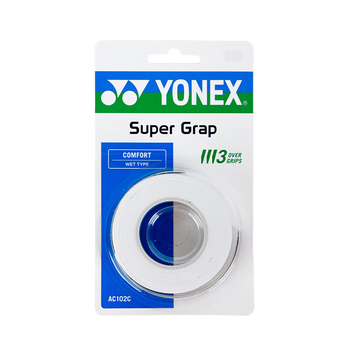 YONEX尤尼克斯羽毛球手胶运动吸汗带握把胶AC-102C-011白色三条装