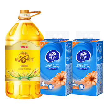维达（Vinda）【食用油+抽纸】黄金比例稻谷鲜生调和油5L+V2223抽纸120抽4包*2