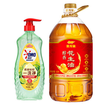 金龙鱼酵素餐具净橙花小青柑香型1KG+金龙鱼醇香花生油4L