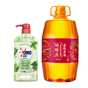 奥妙（OMO） 洗洁精茶树除菌1.49kg+金衣玉食花生油5L【厨房礼品组合】