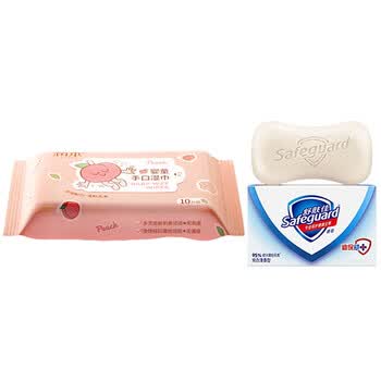 舒肤佳纯白清香 香皂100g + 婴童手口湿巾10片 桃子系列