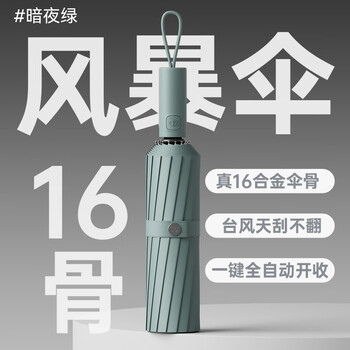 左都（ZUODU）16骨全自动雨伞男士大号加固加厚结实抗风女晴雨两用折叠暴雨伞