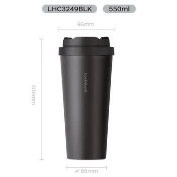 乐扣乐扣保温杯遇见元气保温保冷咖啡杯弹跳盖男女颜值水杯550ML黑色