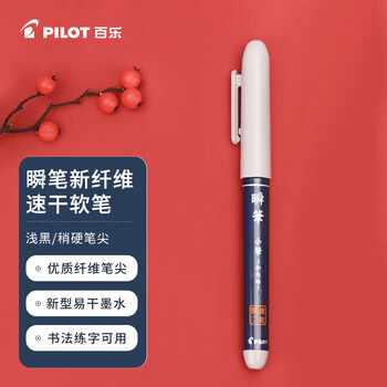 百乐（PILOT）直液式毛笔硬笔软笔 科学练字书法绘图笔练字秀丽笔钢笔式毛笔SVS-30KK-UB 硬头灰色