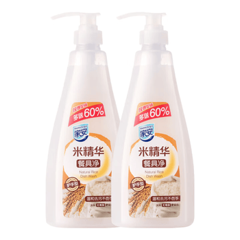 家安 米精华餐具净752g双瓶超值装 活氧去污 新旧随机发货+百洁布
