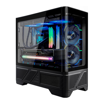 瓦尔基里(VALKYRIE)VK03-M LITE BLACK 黑色 M-ATX 游戏电脑台式机箱 支持360水冷 曲面玻璃270°海景房