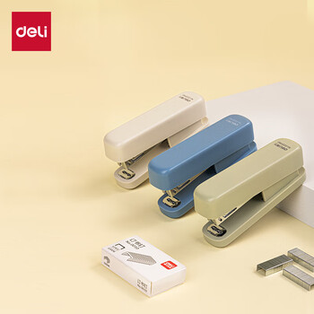 得力（deli）（HWM）办公订书机套装(订书器+订书钉)（12个/套）颜色随机发0221PRO
