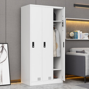 富路达钢制暖白三门更衣储物柜衣服柜员工宿舍更衣箱铁皮寄存柜存包柜