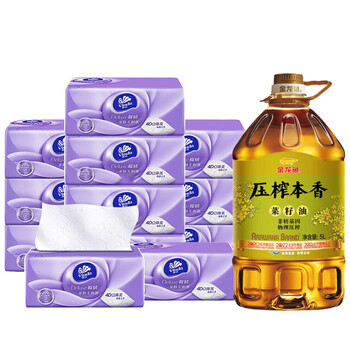 维达（Vinda）【食用油+抽纸】压榨本香菜籽油5L (非转）+V2833A抽纸100抽12包