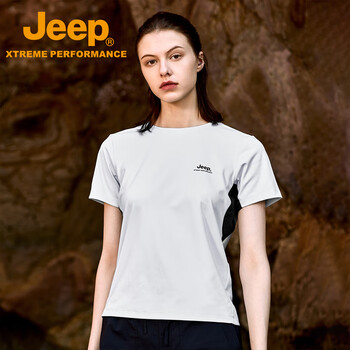 JEEP吉普女式短袖T恤衫J522084501鹭白尺码可选M-7XL下单备注尺码