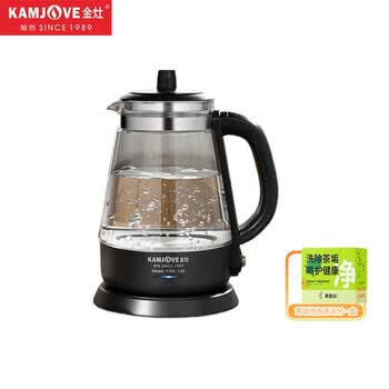 金灶（KAMJOVE）玻璃烧水壶T-715黑色1L +茶垢清洁剂1盒 家用电水壶开水壶泡茶专用电热煮水壶