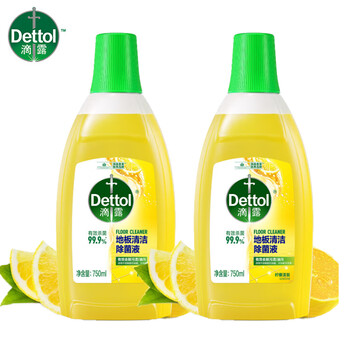 滴露【拖地瓷砖木板厨卫均可】地板清洁除菌液 清新柠檬750ml*2瓶 
