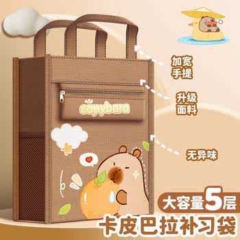 离草多功能补习袋大容量手提补习包初中手提袋美术学具袋学习书包儿童学习用品 【卡皮巴拉】