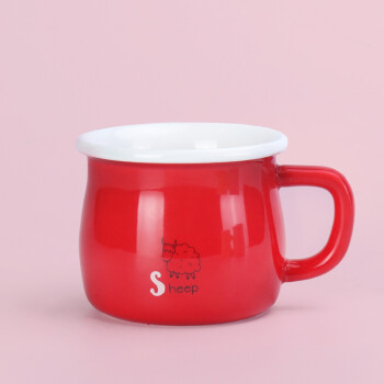 贝瑟斯 糖果色马克杯陶瓷喝水杯子牛奶杯咖啡杯早餐杯情侣杯 红色280ml