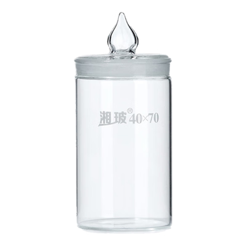 湘玻 玻璃称量瓶扁型透明加厚高硼硅称样皿带磨砂盖实验室样品称量器皿 【高型】40*70mm