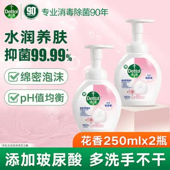 滴露泡沫洗手液花香型250ml*2瓶 儿童宝宝成人通用家庭抑菌洗手液