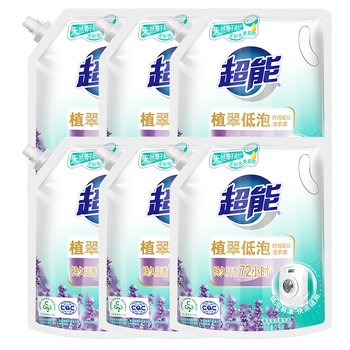 超能 植翠洗衣液(时尚炫彩) 薰衣草香 24斤实惠装(2kg*6袋) 天然椰油