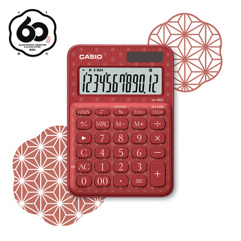 卡西欧（CASIO）60周年限定版桌面办公计算器12位数字显示太阳能双电源随心便携时尚高颜值枫叶红