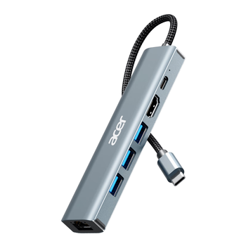 宏碁（acer）Type-C扩展坞千兆网口网线转接头 USB3.0分线器有线网卡RJ45转换器 hdmi4K60Hz高清pd充电拓展坞