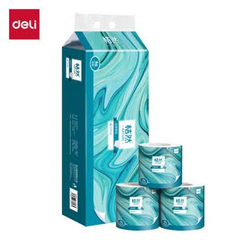得力（deli）桔然有芯卷纸 办公用纸 4层140g/卷 10卷/提 3提共30卷 白色 WJ4140-02
