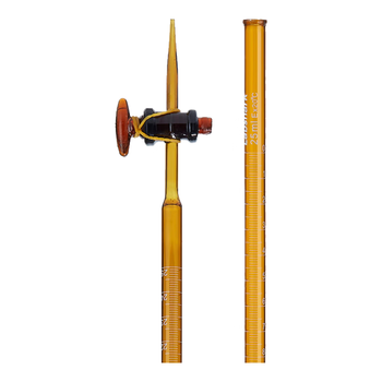 LABSHARK酸式滴定管实验室微量滴定加厚玻璃精密刻度滴管 【玻璃阀】棕色酸式25mL