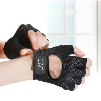 LAC健身手套女防滑半指运动手套男士耐磨器械训练半指护腕 黑色透气S