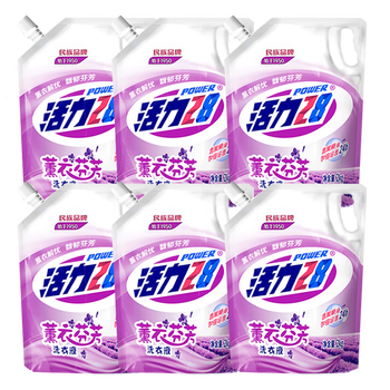 活力28薰衣芬芳洗衣液2kg*6袋整箱装持久留香家庭实惠装家用洗衣液