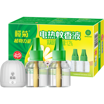 榄菊电蚊香液2瓶100晚+1加热器 野菊花型电蚊香基孔肯雅热防蚊驱蚊液
