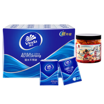 维达（Vinda）【品质热卖】超韧4层纸手帕24包 无香V0169+香辣萝卜干酱腌菜230g