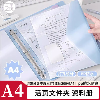 三年二班Goodluck文件收纳册活页文件夹试卷夹A4文件袋资料册办公用品文件册袋多页多层插页档案册依云白