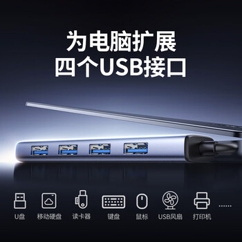 绿联Type-C扩展坞 USB-C扩展器3.0分线器 4口集线器HUB拓展坞转换器 适用苹果16笔记本Mac平板iPad 绿联Type-C扩展坞 USB-C扩展器3.0分线器 4口集线器HUB拓展坞转换器 适用苹果16笔记本Mac平板iPad